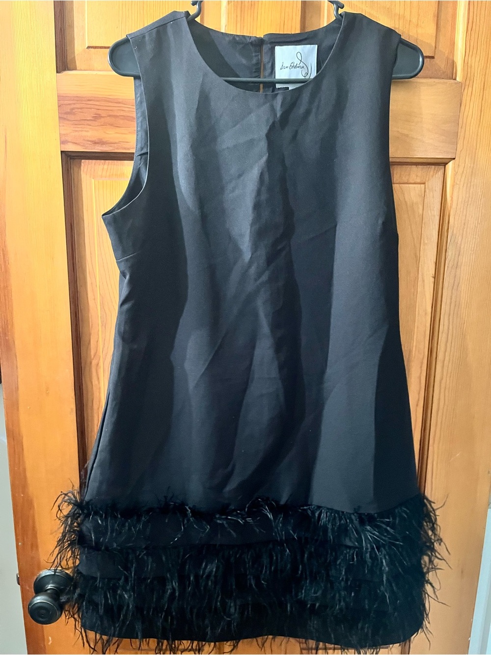 Sam Edelman Little Black Sheath Dress Ostrich Feather Trim 10 Retro Maximalist